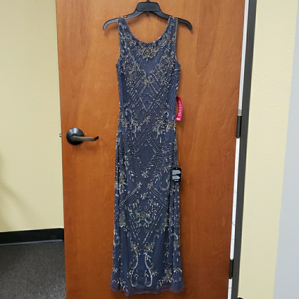 NWT, Sleeveless long beaded column dress